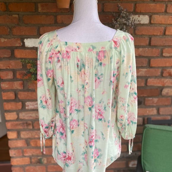 LC Lauren Conrad Square Neck Floral Peasant Top - Picture 5 of 5